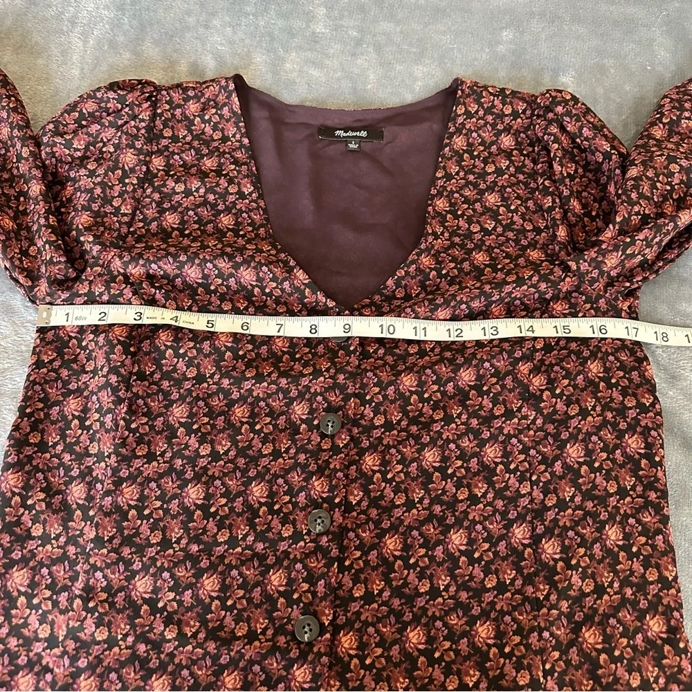 Madewell Georgette Smocked Cuff Button Front Top In Orchid Floral Blouse Size 2 - Picture 14 of 14